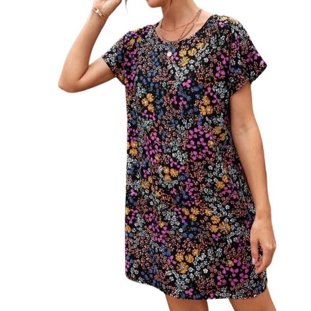 Allover Floral Tunic Shift Dress Sz Small - Picture 5 of 5